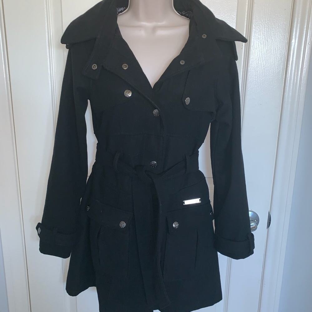 NWOT Paper Denim & Cloth black wool belted coat Small